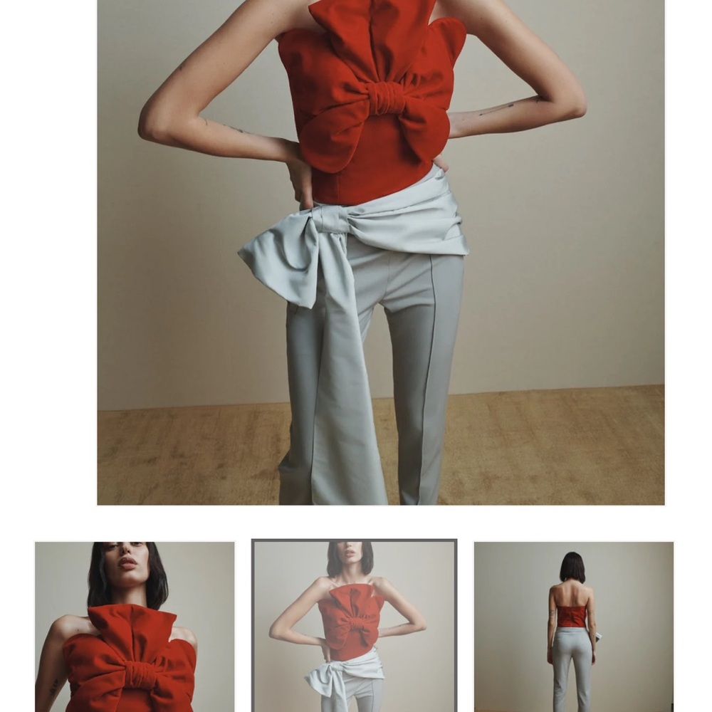 Hellessy Red Bow Strapless Top - Picture 2 of 9
